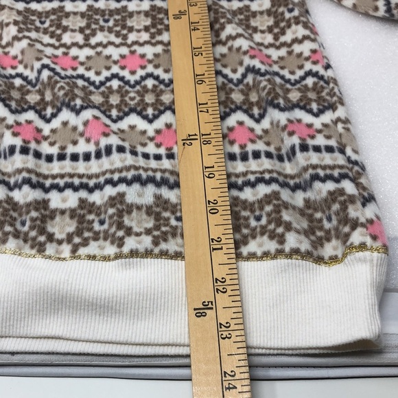 Kenzie Pajama Set Fleece 2- Piece Pink & Tan Cream Lurex Metallic Thread Size M - Picture 9 of 15